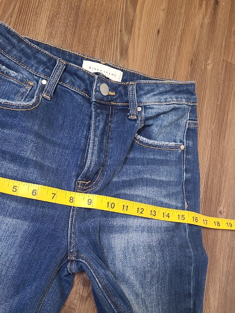 Dark Blue Distressed Womens Jeans - Picture 7 of 12